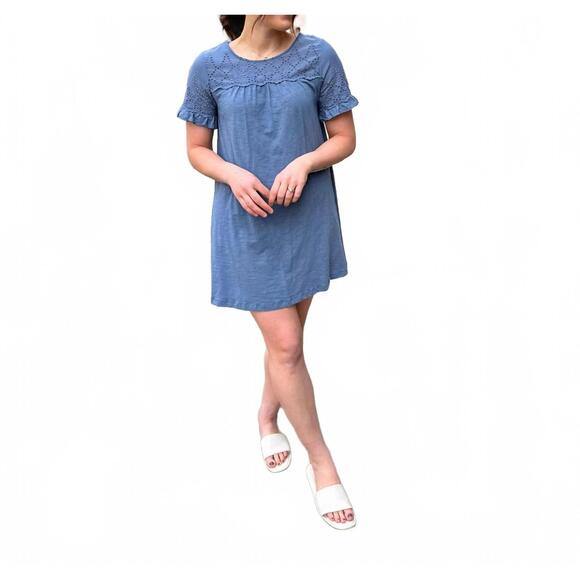 NEW HEM & THREAD nashua eyelet mini dress in blue - Picture 3 of 3